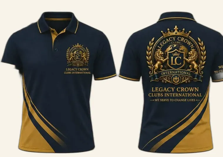 Official Legacy Crown Clubs International polo shirt, front and back